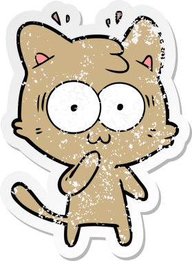 Bir karikatür çıkartması bir insan tarafından çizilmiş kediye şaşırttı.