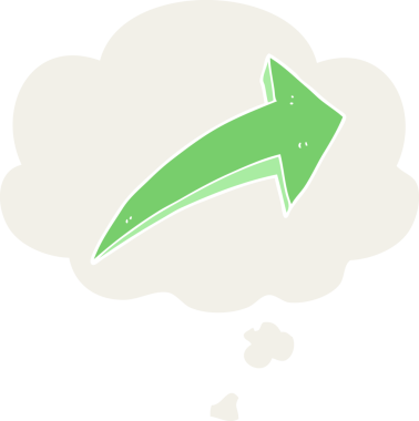 Düşünce baloncuğu olan çizgi film oku bir insan tarafından çizilmiş.