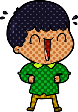 Bir insan tarafından çizilmiş gülen karikatür adam.