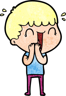 Bir insan tarafından çizilmiş gülen karikatür adam.