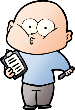 Bir insan tarafından çizilmiş kel bir adam.