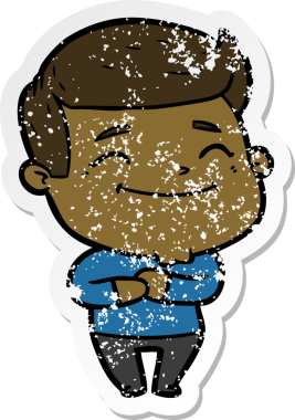 Bir insan tarafından çizilmiş mutlu bir çizgi film karakterinin sıkıntılı çıkartması.