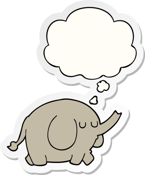 Düşünce baloncuğu insan tarafından çizilmiş bir çıkartma olan çizgi film fili.