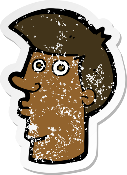 Bir insan tarafından çizilmiş, kafası karışmış bir çizgi filmin gerilimli çıkartması.