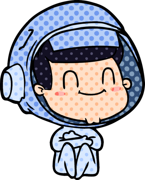 Bir insan tarafından çizilmiş mutlu astronot çizgi filmi.