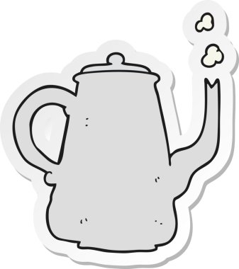 Bir insan tarafından çizilmiş bir kahve makinesinin çıkartması.