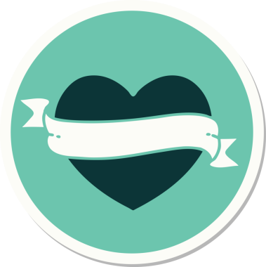 Bir insan tarafından çizilmiş geleneksel bir kalp ve bayrak stili dövme çıkartması.