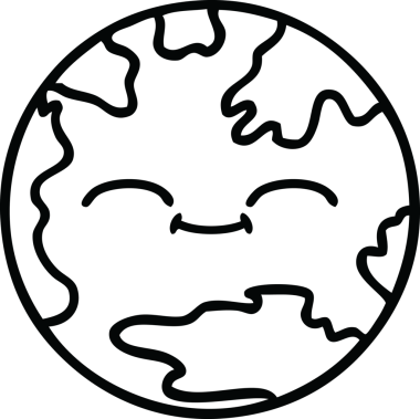 Bir insan tarafından çizilmiş bir gezegenin çizgi çizimi.