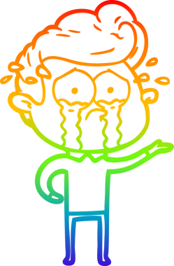 Bir insan tarafından çizilmiş ağlayan bir adamın çizdiği gökkuşağı gradyan çizgisi.