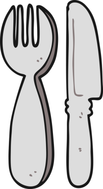 Bir insan tarafından çizilmiş bıçak ve çatal.