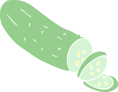 Bir insan tarafından çizilmiş salatalığın düz renk çizimi
