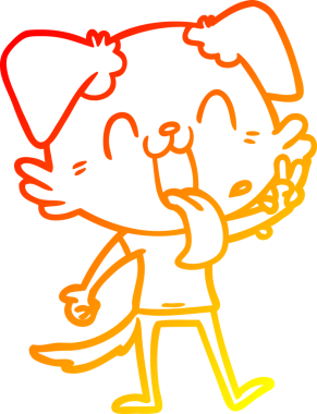 Bir insan tarafından çizilmiş çizgi film köpeğinin sıcak çizgi çizimi