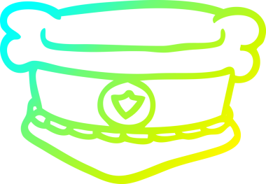 Bir insan tarafından çizilmiş bir polis şapkasının soğuk gradyan çizgisi