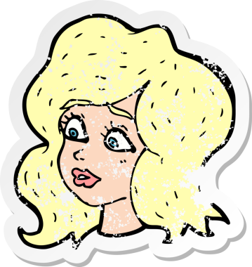 Bir insan tarafından çizilmiş bir karikatür kadının gerilimli çıkartması.