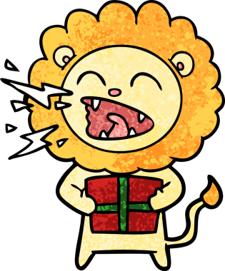 Bir insan tarafından çizilmiş, kükreyen bir aslan.