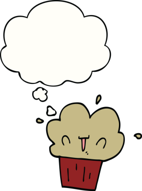 Bir insan tarafından çizilmiş düşünce balonlu kek.