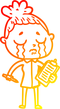 Bir insan tarafından çizilmiş, ağlayan bir karikatür satıcısının sıcak çizgi çizimi