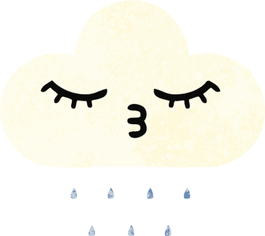 Bir insan tarafından çizilmiş yağmur bulutunun retro çizim tarzı karikatürü