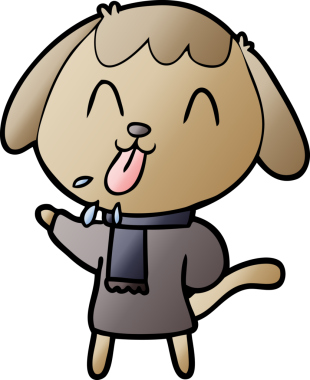 Bir insan tarafından çizilmiş şirin bir çizgi film köpeği.