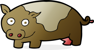 Bir insan tarafından çizilmiş çizgi film domuzu.