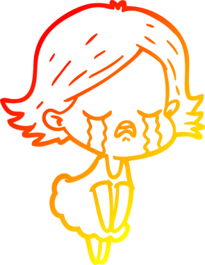 Bir insan tarafından çizilmiş ağlayan çizgi film kızı çizimi.