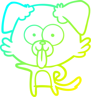 Bir insan tarafından çizilmiş dilli çizgi film köpeği çizimi.