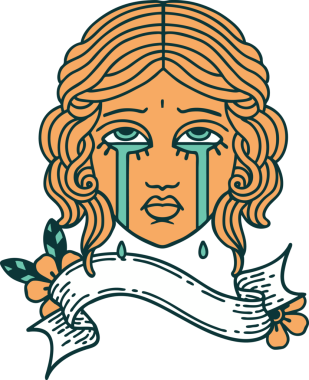 Bir insan tarafından çizilmiş geleneksel kadın yüzü dövmesi.