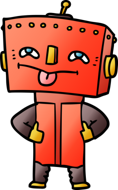 Bir insan tarafından çizilmiş çizgi film robotu