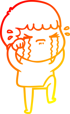 Bir insan tarafından çizilmiş ağlayan bir çizgi film karakteri çizimi.