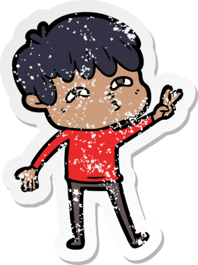 Bir insan tarafından çizilmiş garip bir adamın sıkıntılı çıkartması.