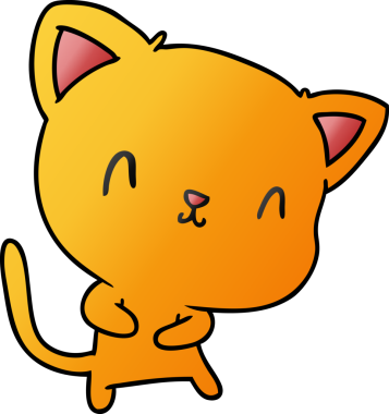 Bir insan tarafından çizilmiş sevimli kawaii kedisinin gradyan çizimi