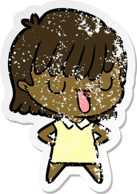 Bir insan tarafından çizilmiş karikatür bir kadının sıkıntılı çıkartması.