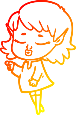 Bir insan tarafından çizilmiş güzel bir elf kızı çizimi.