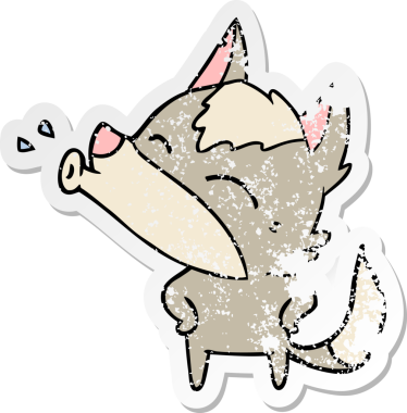 Bir insan tarafından çizilmiş uluyan kurt çizgi filminin sıkıntılı çıkartması.