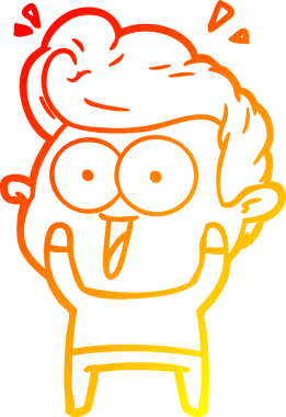 Bir insan tarafından çizilmiş, heyecanlı bir çizgi film çizimi.