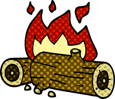 Bir insan tarafından çizilmiş karalama yanan kütükler.