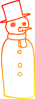 Bir insan tarafından çizilmiş geleneksel bir kardan adamın sıcak çizgi çizimi