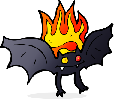 Bir insan tarafından çizilmiş vampir yarasa çizgi filmi.