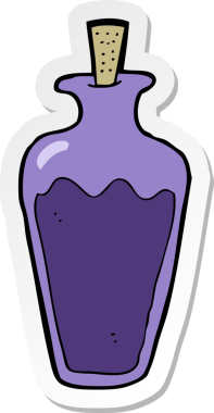 Bir insan tarafından çizilmiş karikatür iksiri çıkartması.