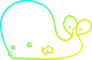 Bir insan tarafından çizilmiş karikatür balinası çizimi.