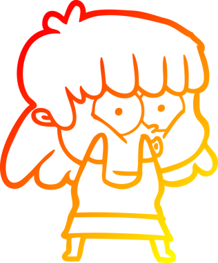 Bir insan tarafından çizilmiş, çizgi film karakteri ıslık çalan bir kız çizimi