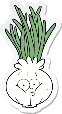 Bir insan tarafından çizilmiş karikatür soğanı çıkartması.