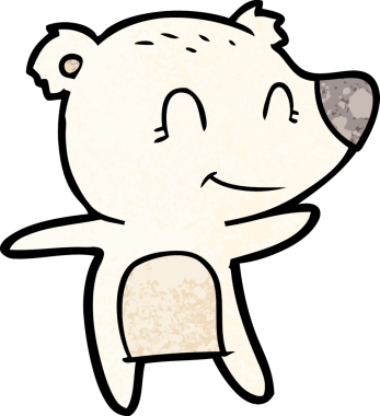 Bir insan tarafından çizilmiş gülümseyen kutup ayısı çizgi filmi