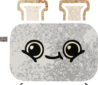 Bir insan tarafından çizilmiş bir tost makinesinin retro çizim stili karikatürü