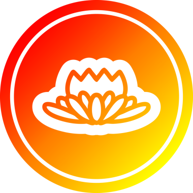 Nilüfer çiçeği dairesel simgesi, sıcak gradyan bir insan tarafından çizilmiş.