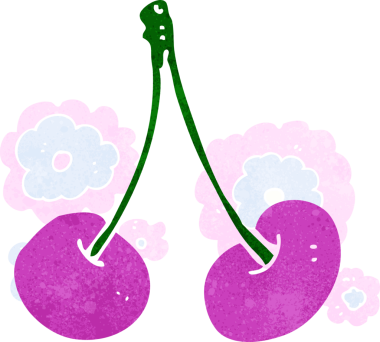 Bir insan tarafından çizilmiş kirazlar.