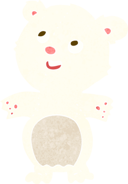 Bir insan tarafından çizilmiş mutlu küçük kutup ayısı çizgi filmi