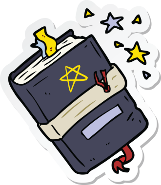 Bir insan tarafından çizilmiş büyü kitabının çıkartması.