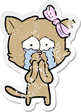 Bir insan tarafından çizilmiş karikatür bir kedinin sıkıntılı çıkartması.