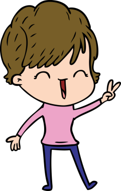 Bir insan tarafından çizilmiş gülen kadın çizgi filmi.